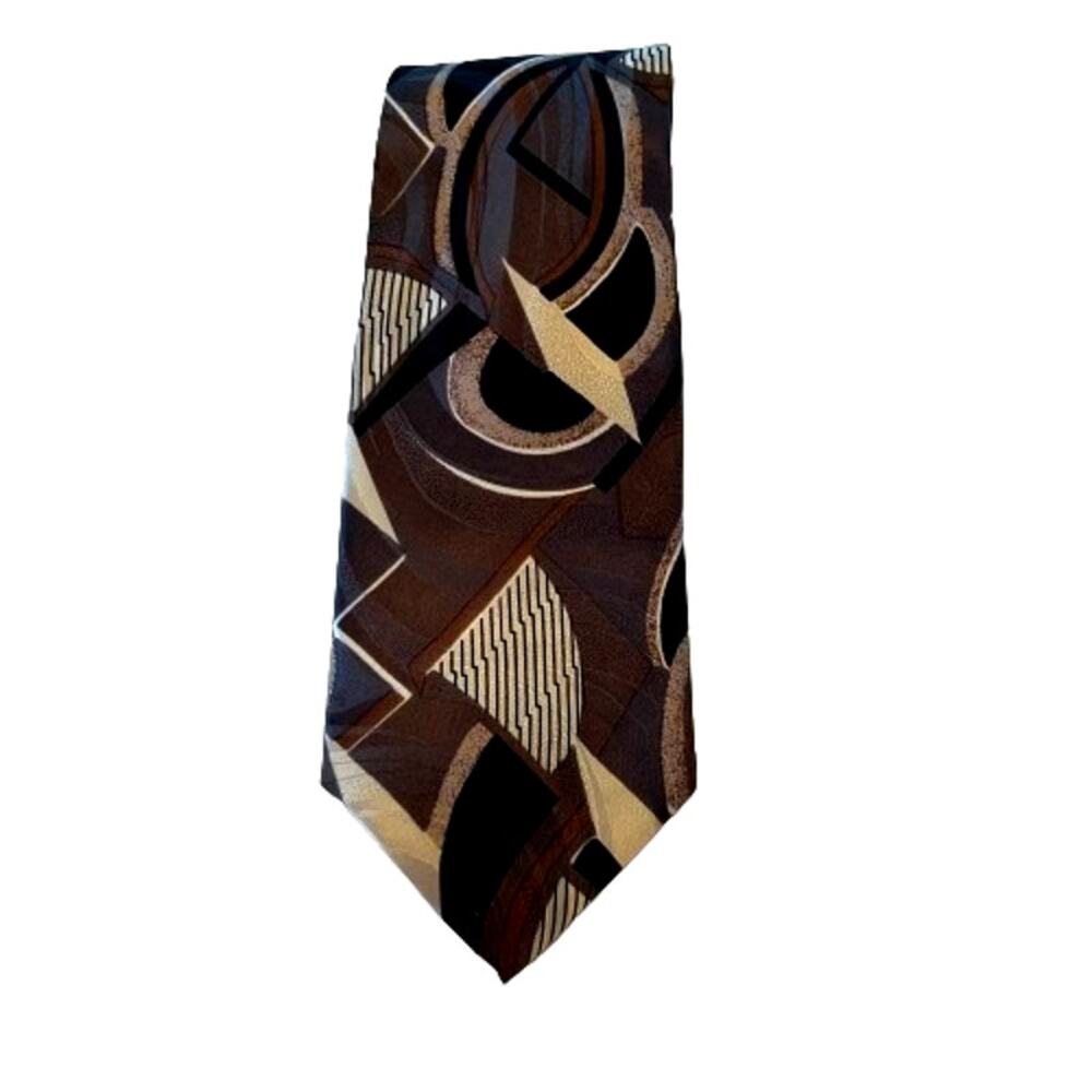 Giorgio Moreschi Brown Geo Print Vintage Silk Tie